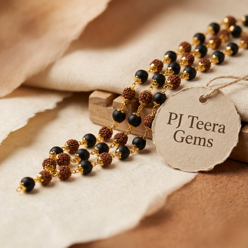 Ebony & Rudraksha Mala | Panchdhatu Spiritual Necklace 3
